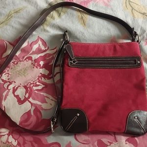 Red suede crossbody bag